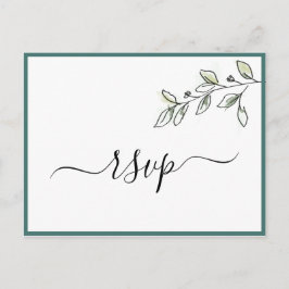 Postal De Invitación Elegante Flat Moderno Botanic Green RSVP