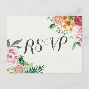 Postal De Invitación Elegante Floral Acuarela RSVP de Boda de Bebé