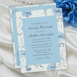 Postal De Invitación Elegante Floral Dusty Blue Country Garden Wedding