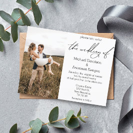 Postal De Invitación elegante foto de boda de campo con letra