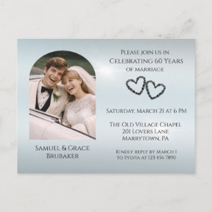 Postal De Invitación Elegante Foto Diamante 60 Aniversario de Boda