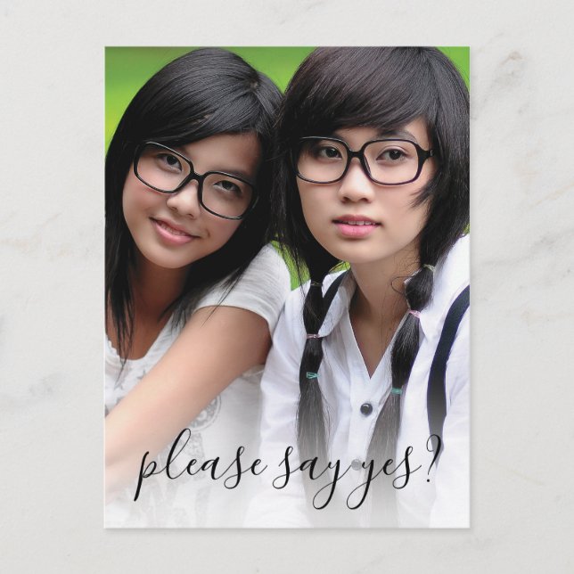 Postal De Invitación Elegante Foto ¿Quieres Ser Mi Dama de Honor (Anverso)