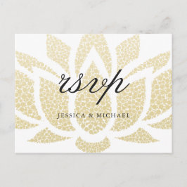 Postal De Invitación Elegante Gold Lotus Flower Custom Wedding RSVP
