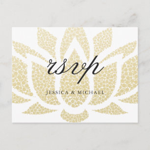 Postal De Invitación Elegante Gold Lotus Flower Custom Wedding RSVP