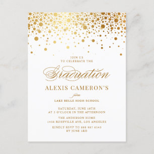 Postal De Invitación Elegante Graduación de Confetti en Relieve metaliz