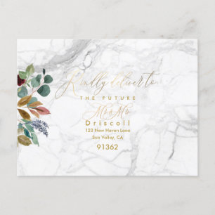 Postal De Invitación Elegante Greenery Gold Calligraphy RSVP w Meal