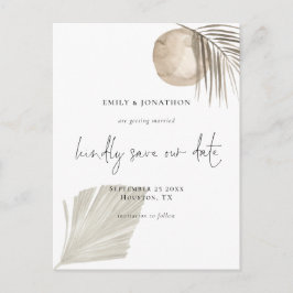 Postal De Invitación Elegante Guión Boho Pampas Grass Guardar La Fecha
