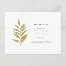 Postal De Invitación Elegante hoja de oro para ahorrar la fecha