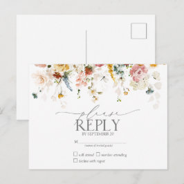 Postal De Invitación Elegante Jardín Flores Acuarela Floral RSVP