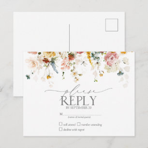 Postal De Invitación Elegante Jardín Flores Acuarela Floral RSVP