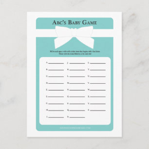Postal De Invitación Elegante juego de Baby Shower de Blue Bow ABC