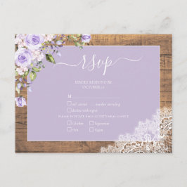 Postal De Invitación Elegante Lilac Lavanda Rústica Boda de encaje RSVP