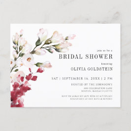 Postal De Invitación Elegante lluvia de boda floral rosa