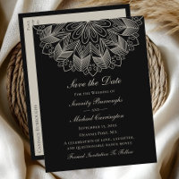 Elegante Mandala Boho Negro Salven al Boda de cita