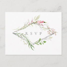 Postal De Invitación Elegante marco de flores silvestres boda RSVP soli