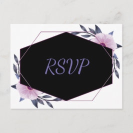 Postal De Invitación Elegante marco geométrico púrpura floral rsvp