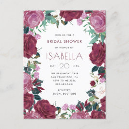 Postal De Invitación Elegante marrón acuarela Floral Bridal Shower