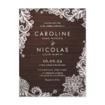 Elegante matrimonio de campo de madera de encaje a