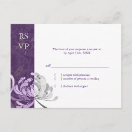 Postal De Invitación Elegante matrimonio floral morado y blanco RSVP