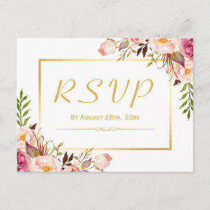 Postal De Invitación Elegante Moda floral con opciones de comidas Boda