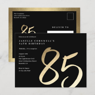 Postal De Invitación Elegante Moderno Oro Cumpleaños 85