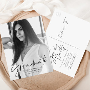 Postal De Invitación Elegante Partido de Graduación de Fotografías con