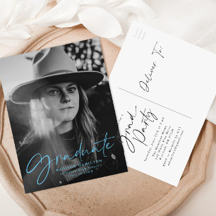 Postal De Invitación Elegante Partido de Graduación de Fotografías con 