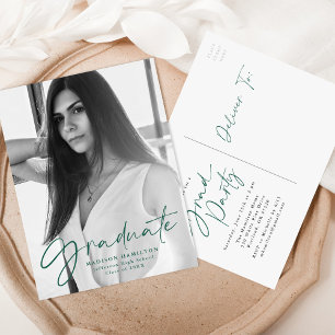 Postal De Invitación Elegante Partido de Graduación de Fotografías de G