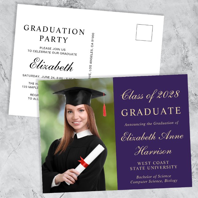 Postal De Invitación Elegante Partido de Graduación Purple del Colegio  (Subido por el creador)
