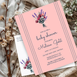 Postal De Invitación Elegante PERSONALIZADO de BABY SHOWER de Wildflowe