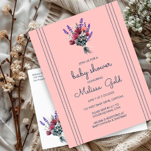 Postal De Invitación Elegante PERSONALIZADO de BABY SHOWER de Wildflowe