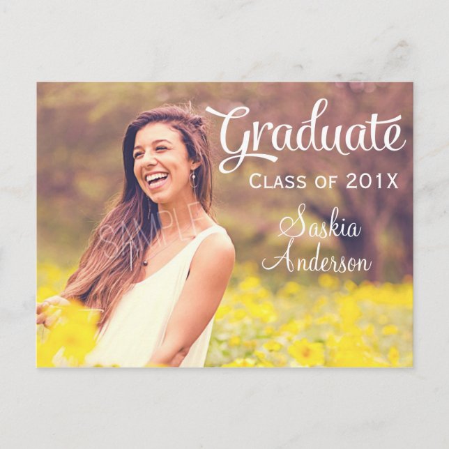 Postal De Invitación Elegante Personalizado de Graduación de Foto (Anverso)