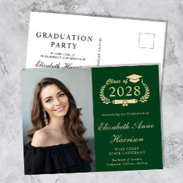 Postal De Invitación Elegante Photo Green Graduation Party