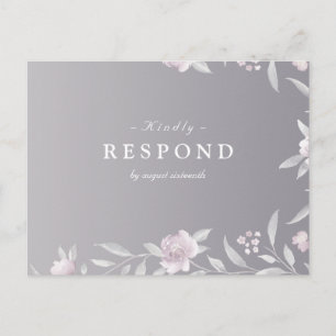 Postal De Invitación Elegante plata floral Chinoiserie Wedding RSVP