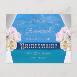 Postal De Invitación Elegante Playa Floral Oceánica Rosegold Bridesmaid