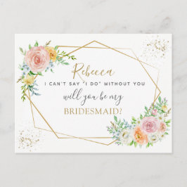 Postal De Invitación Elegante propuesta floral y dorada BRIDESMAID