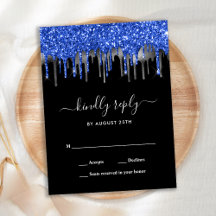 Elegante Purpurina de Plata Azul Dris Boda RSVP