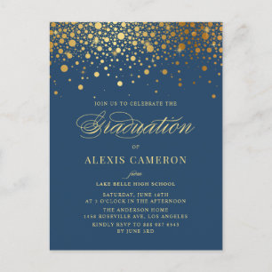 Postal De Invitación Elegante Relieve metalizado dorado Faux Confetti B