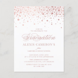 Postal De Invitación Elegante Relieve metalizado dorado Rosa Faux Gradu