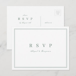 Postal De Invitación Elegante respuesta de boda minimalista en verde sa