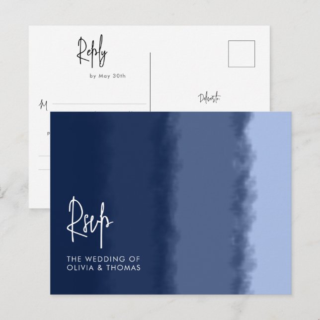 Postal De Invitación Elegante respuesta de boda moderna de olas de play (Anverso / Reverso)