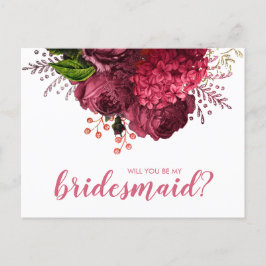 Postal De Invitación Elegante rosa de oro floral será mi dama de honor