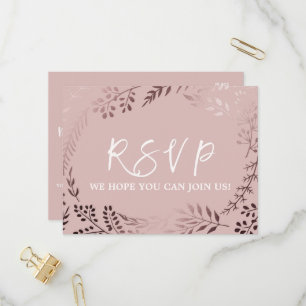 Postal De Invitación Elegante Rosa Gold y canción rosada RSVP