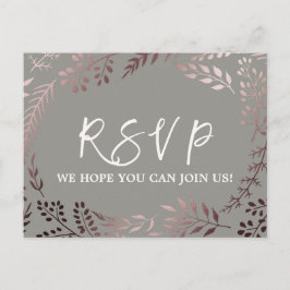 Postal De Invitación Elegante Rosa Gold y Gray Song Request RSVP