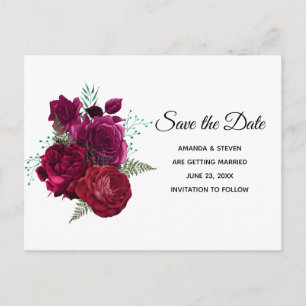 Postal De Invitación Elegante Rosa Magenta Floral Bouquet Guardar la fe
