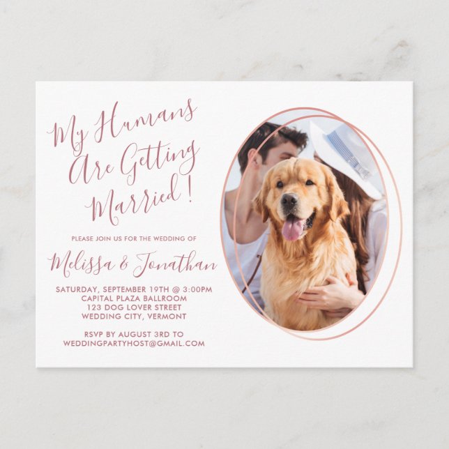Postal De Invitación Elegante Rosa Personalizado de oro Mascota de foto (Anverso)