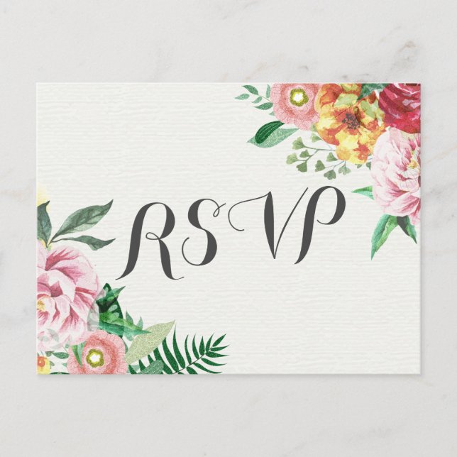 Postal De Invitación Elegante RSVP de Aquarela Floral para Baby Shower  (Anverso)