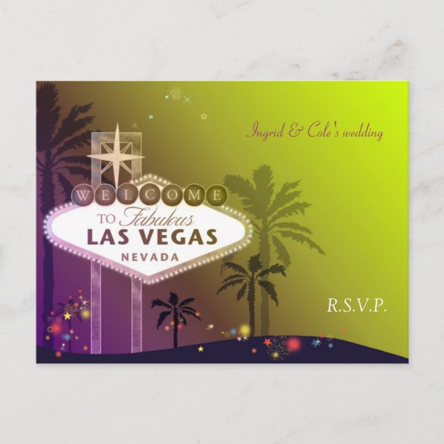 Postal De Invitación Elegante RSVP de Boda de Las Vegas Nevada (Anverso)