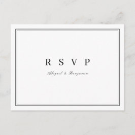 Postal De Invitación Elegante RSVP de boda minimalista en blanco y negr