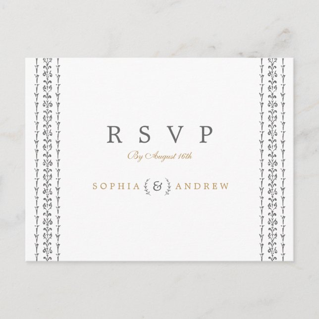 Postal De Invitación Elegante RSVP de boda rústica y rústica (Anverso)